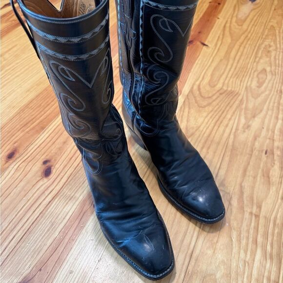 Vintage Lucchese San Antonio Embroidered Boots Black L1138 Men’s Size 10B - Picture 8 of 16